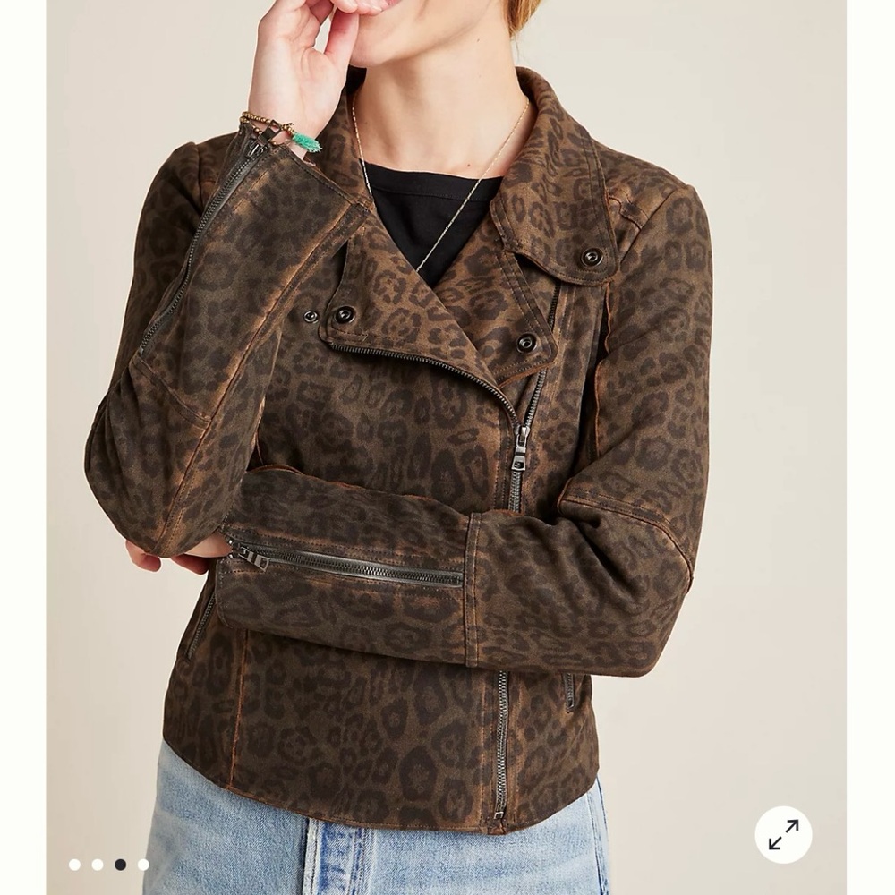 Anthropologie Marrakech Marnie Leopard Moto Jacket Deadstock Lightweight Biker